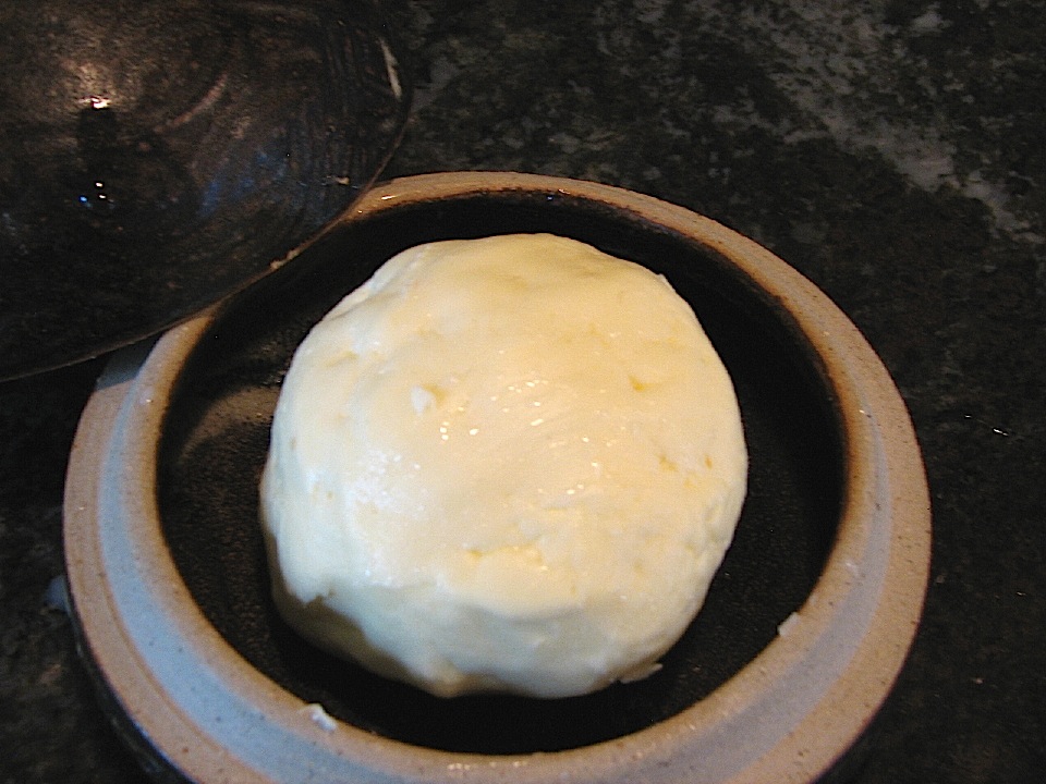 Chef's Tips For Making Butter From Raw Cream Finished Butter In Bowl