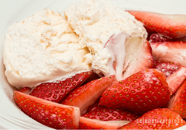 Ice cream and strawberries